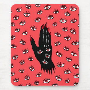 Gothic Halloween Art – Black Hand Spooky Eyes Mouse Mat