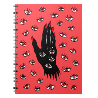 Gothic Halloween Art – Black Hand Spooky Eyes Notebook