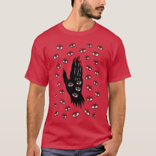 Gothic Halloween Art – Black Hand Spooky Eyes T-Shirt