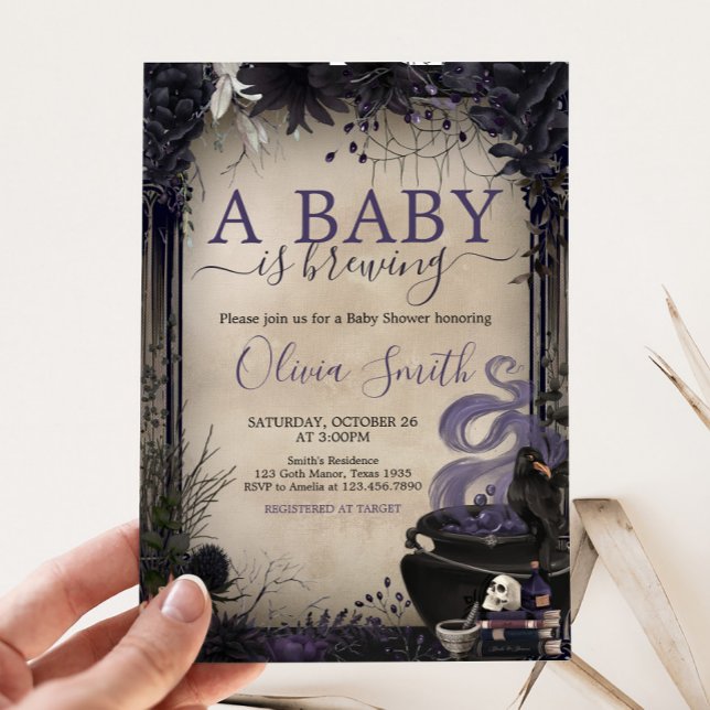 Gothic Halloween Baby is Brewing Baby Shower Invitation (A Baby is Brewing Baby Shower Invitation
)