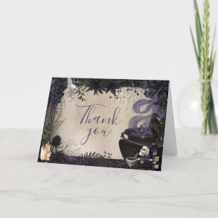 Gothic Halloween Baby is Brewing Baby Shower Thank You Card