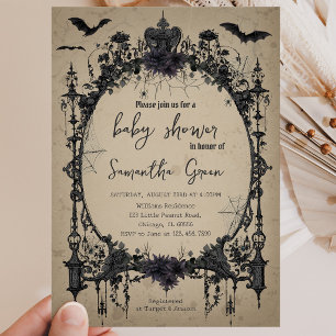 Gothic Halloween Baby Shower Invitation
