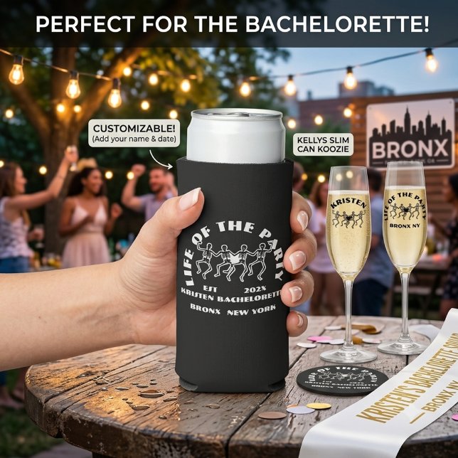 Gothic Halloween Bachelorette Can Cooler | Bridema (Creator Uploaded)