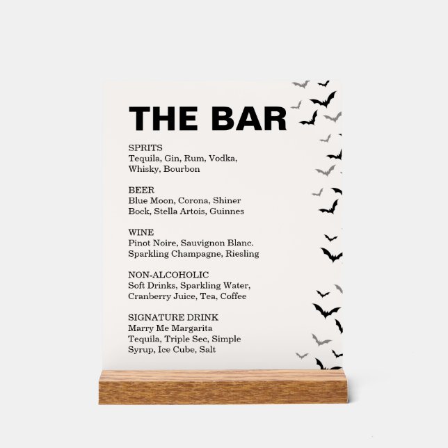 Gothic Halloween Black And Burgundy Wedding Acrylic Sign (Front)