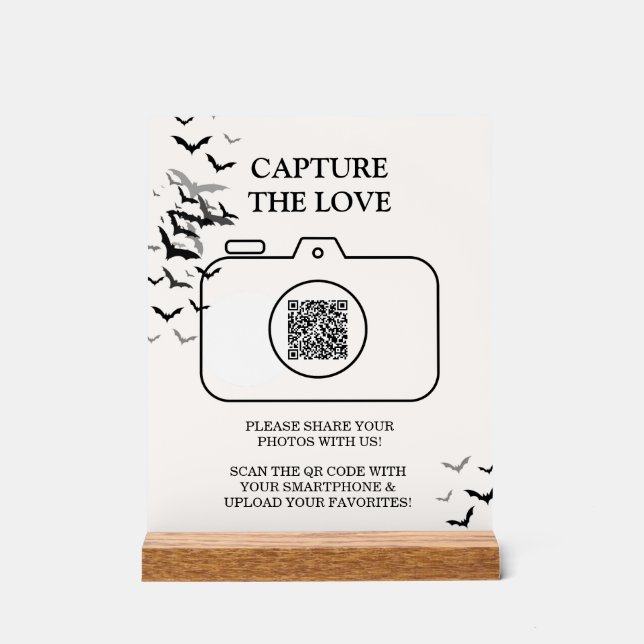 Gothic Halloween Black And Burgundy Wedding Acrylic Sign (Front)