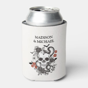 Gothic Halloween Black And Burgundy Wedding Can Cooler