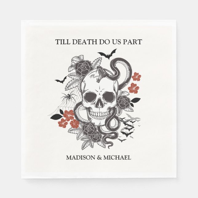 Gothic Halloween Black And Burgundy Wedding Napkin (Front)