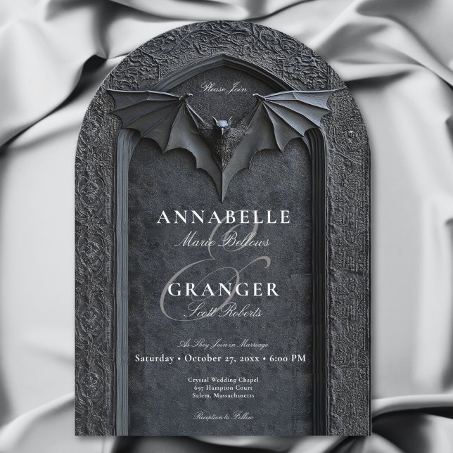 Gothic Halloween Black Bat & Arch Wedding Invitation (Gothic Halloween Black Bat & Arch Wedding Invitation)