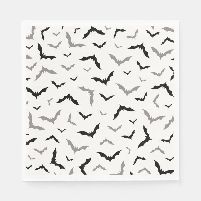 Gothic Halloween Black Bat Wedding Napkin (Front)