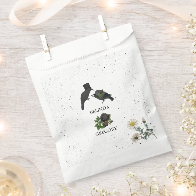 Gothic Halloween Black Roses Crows Wedding Favour Bags (Clipped)