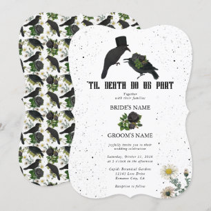 Gothic Halloween Black Roses Crows Wedding Invitation