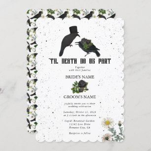 Gothic Halloween Black Roses Crows Wedding Invitation