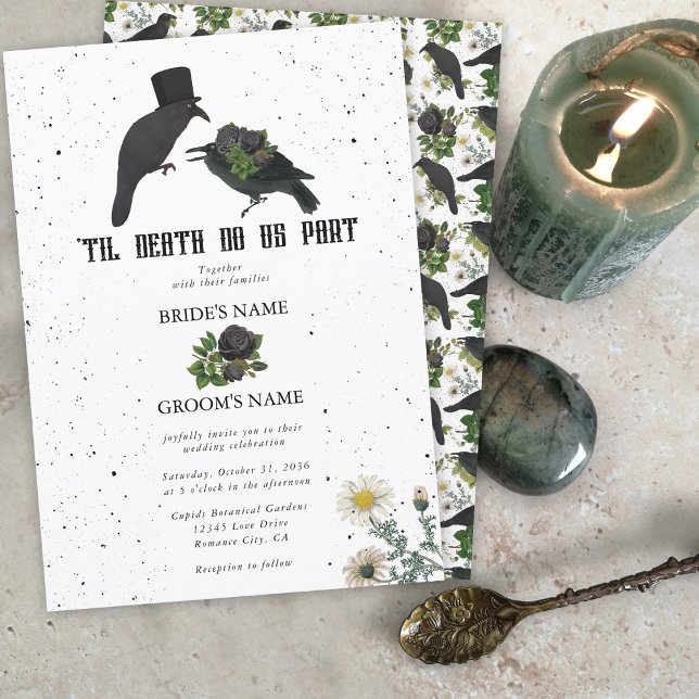 Gothic Halloween Black Roses Crows Wedding Invitation (Gothic Halloween Black Roses Crows Wedding Invitation)