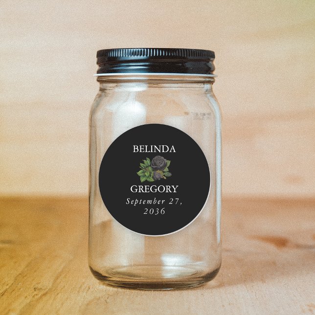 Gothic Halloween Black Roses Wedding Classic Round Sticker (Gothic Halloween Black Roses Wedding Classic Round Sticker)