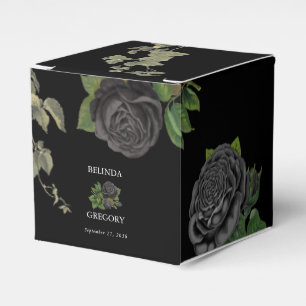 Gothic Halloween Black Roses Wedding Favour Box