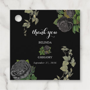 Gothic Halloween Black Roses Wedding Favour Tags