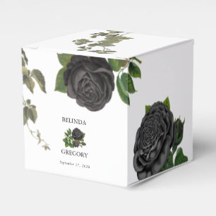 Gothic Halloween Black Roses White Wedding Favour Box