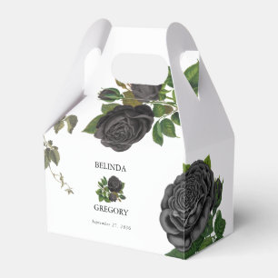 Gothic Halloween Black Roses White Wedding Favour Box