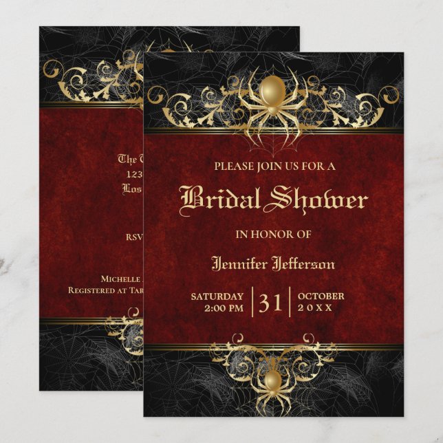 Gothic Halloween Bridal Shower Invitation (Front/Back)