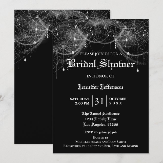 Gothic Halloween Bridal Shower Invitation (Front/Back)