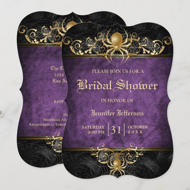 Gothic Halloween Bridal Shower Invitation (Front/Back)