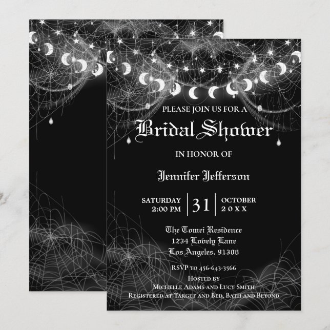 Gothic Halloween Bridal Shower Invitation (Front/Back)