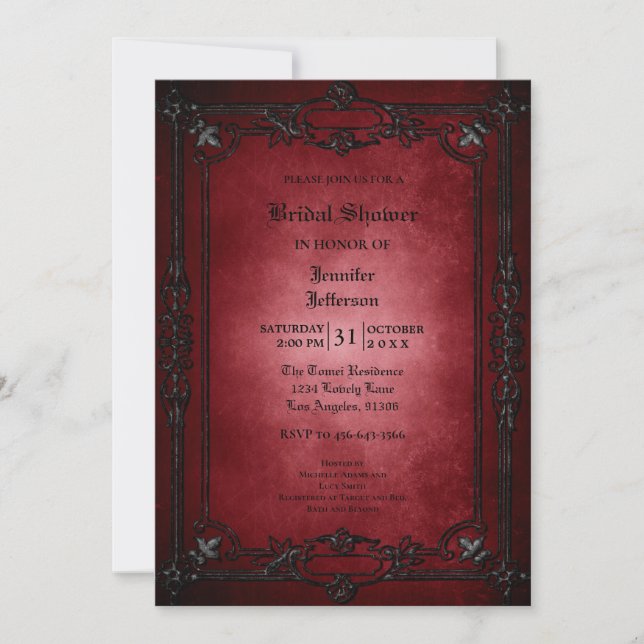 Gothic Halloween Bridal Shower Invitation (Front)