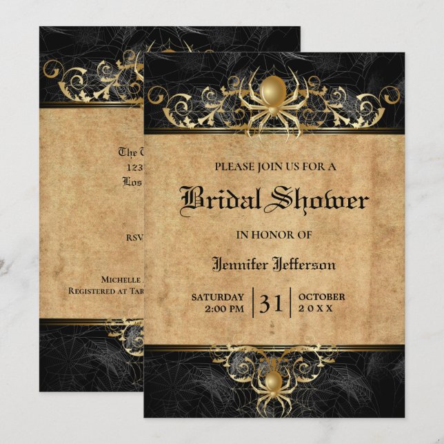 Gothic Halloween Bridal Shower Invitation (Front/Back)