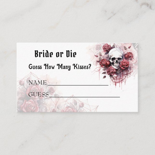 Gothic Halloween Bridal Shower Kisses Guess Game Enclosure Card (Front)