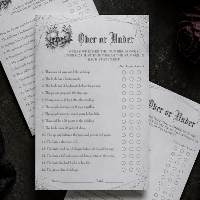 Gothic Halloween Bridal Shower Over or Under Game (Creator Uploaded)