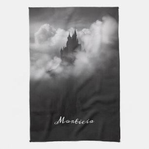 Gothic Halloween Castle Black Home Decor Tea Towel