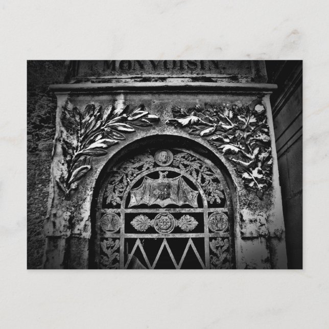 Gothic Halloween cemetery crypt bat Postcard (Front)