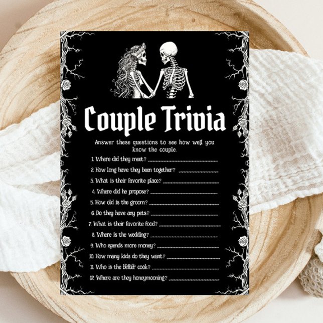 Gothic Halloween Couple Trivia Bridal Shower Game Invitation (Gothic Halloween Couple Trivia Bridal Shower Game)