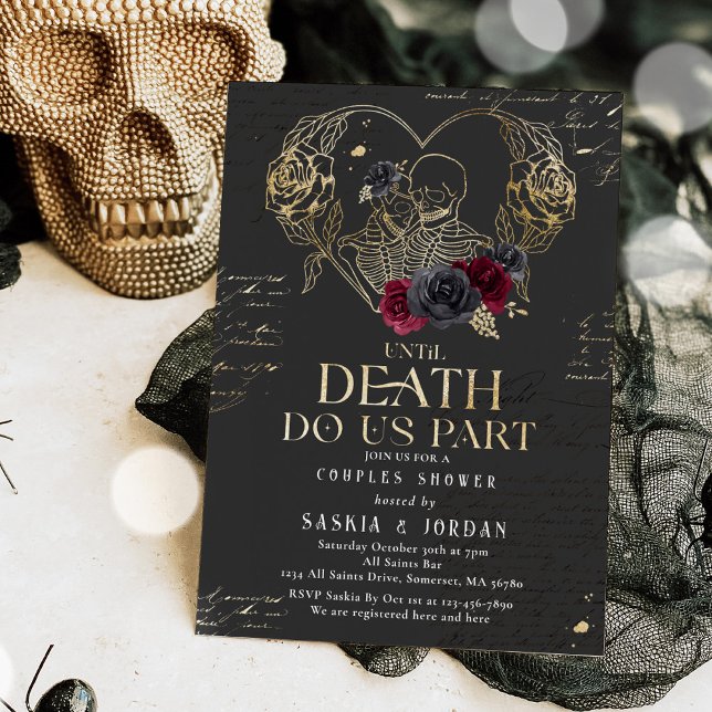 Gothic Halloween Couples Shower Engagement Invitation (Creator Uploaded)
