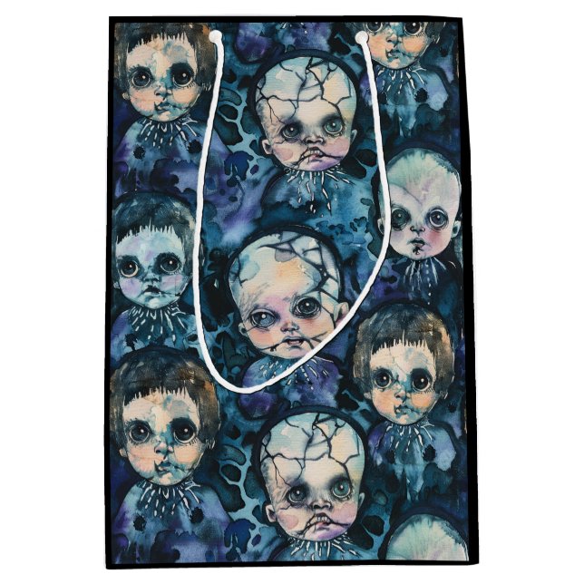Gothic Halloween Creepy Dolls Spooky Season  Medium Gift Bag (Front)