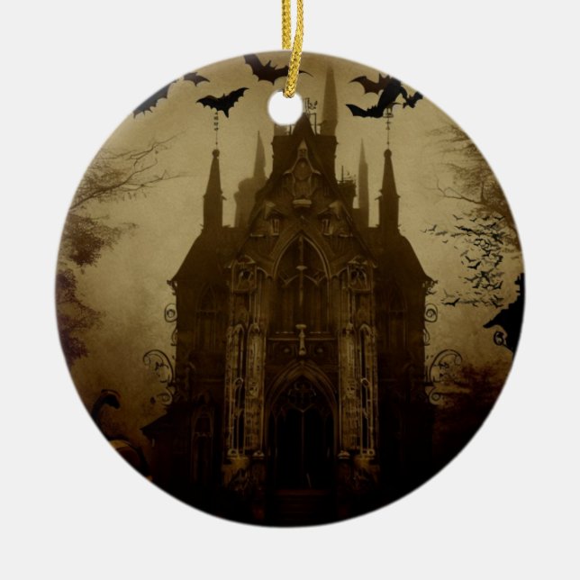 Gothic/Halloween/fall/pumpkin  Ceramic Tree Decoration (Front)