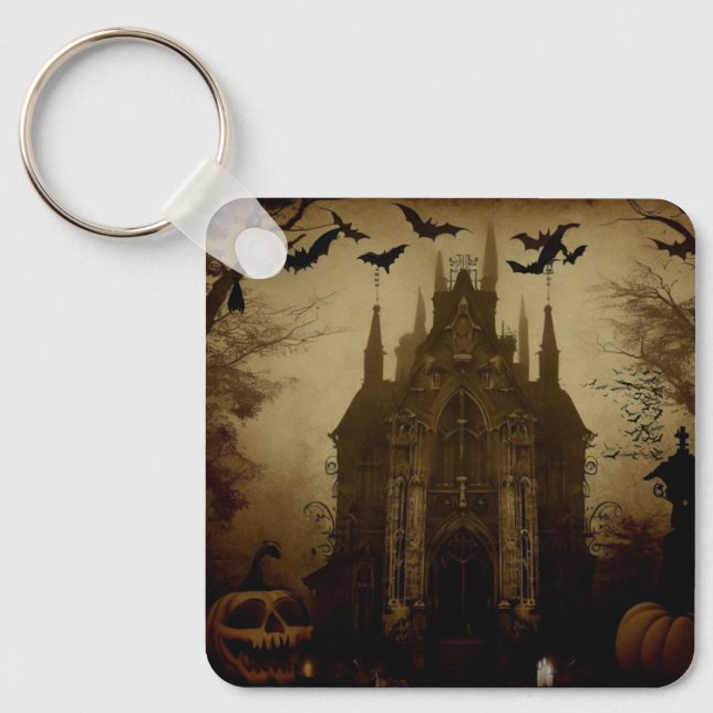 Gothic/Halloween/fall/pumpkin  Key Ring (Front)