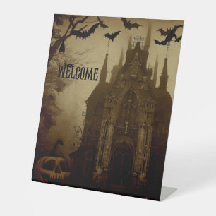 Gothic/Halloween/fall/pumpkin Pedestal Sign
