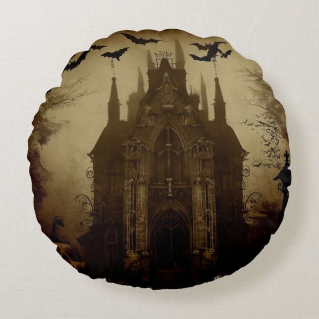 Gothic/Halloween/fall/pumpkin  Round Cushion (Front)