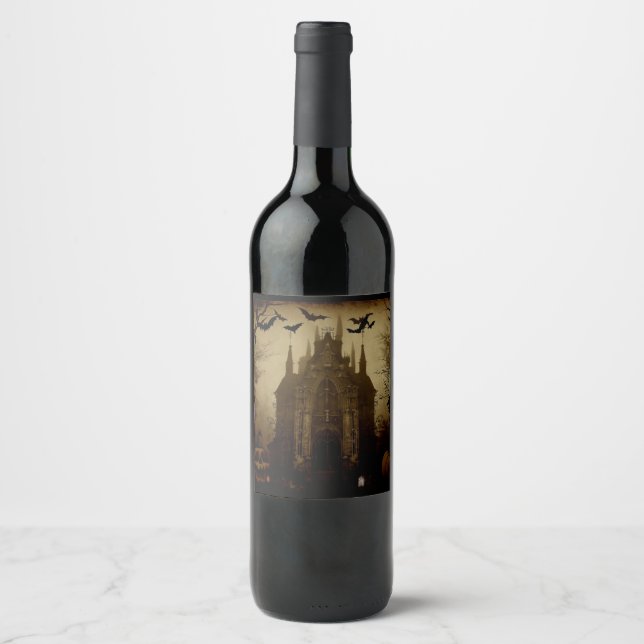 Gothic/Halloween/fall/pumpkin  Wine Label (Front)