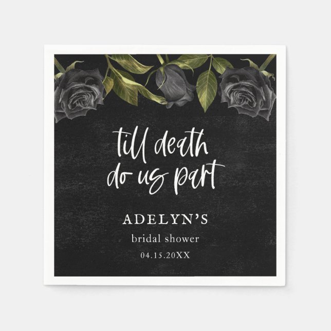 Gothic Halloween Floral Bridal Shower  Napkin (Front)