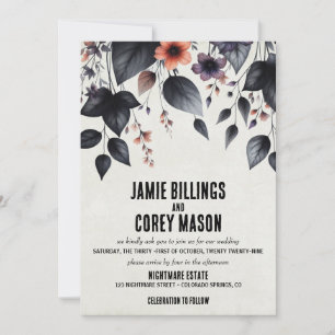Gothic Halloween Floral Wedding Invitation