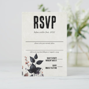 Gothic Halloween Floral Wedding RSVP Card