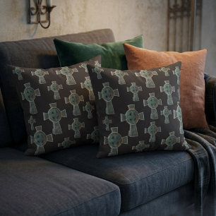 Gothic Halloween Graveyard Headstone Cross Drawing Cushion