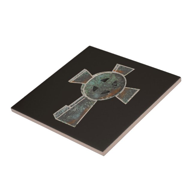 Gothic Halloween Graveyard Headstone Cross Drawing Tile (Side)