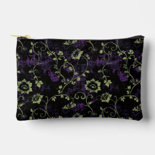 Gothic Halloween green purple botanical pattern Accessory Pouch