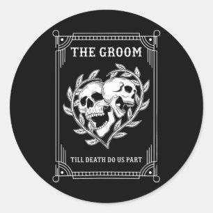 Gothic Halloween Groom Bride Wedding Bachelorette Classic Round Sticker