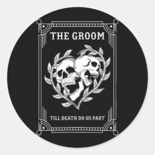 Gothic Halloween Groom Bride Wedding Bachelorette Classic Round Sticker