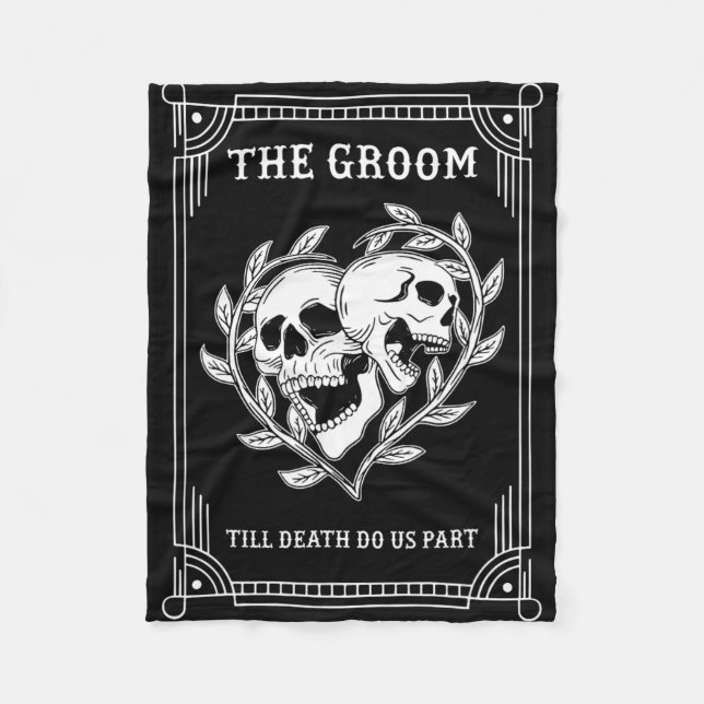 Gothic Halloween Groom Bride Wedding Bachelorette  Fleece Blanket (Front)