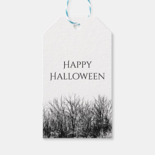 Gothic Halloween Haunted Woods Black White  Gift Tags